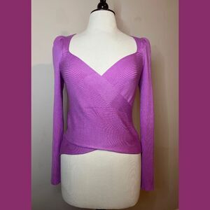 Pink Rose - Magenta Long sleeve Knit Wrap Blouse (NWT)